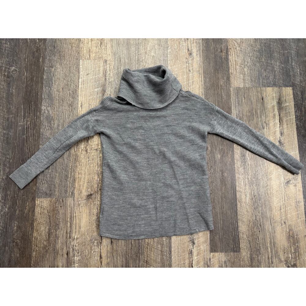 Adrienne Vittadini 100% Extra Fine Merino Wool Cowl Neck Ribbed Sweater Gray S - Picture 5 of 5